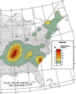 Seismic hazard map from FEMA